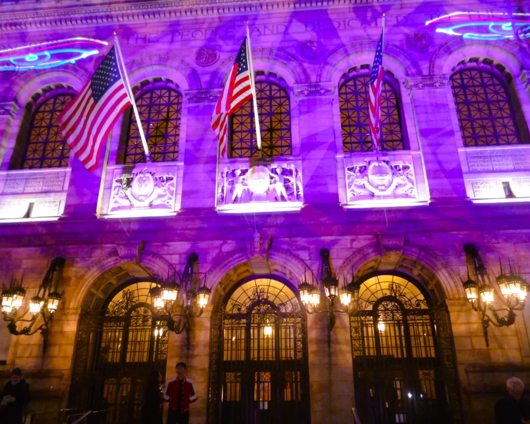 Biblioteca pública de Boston en año nuevo