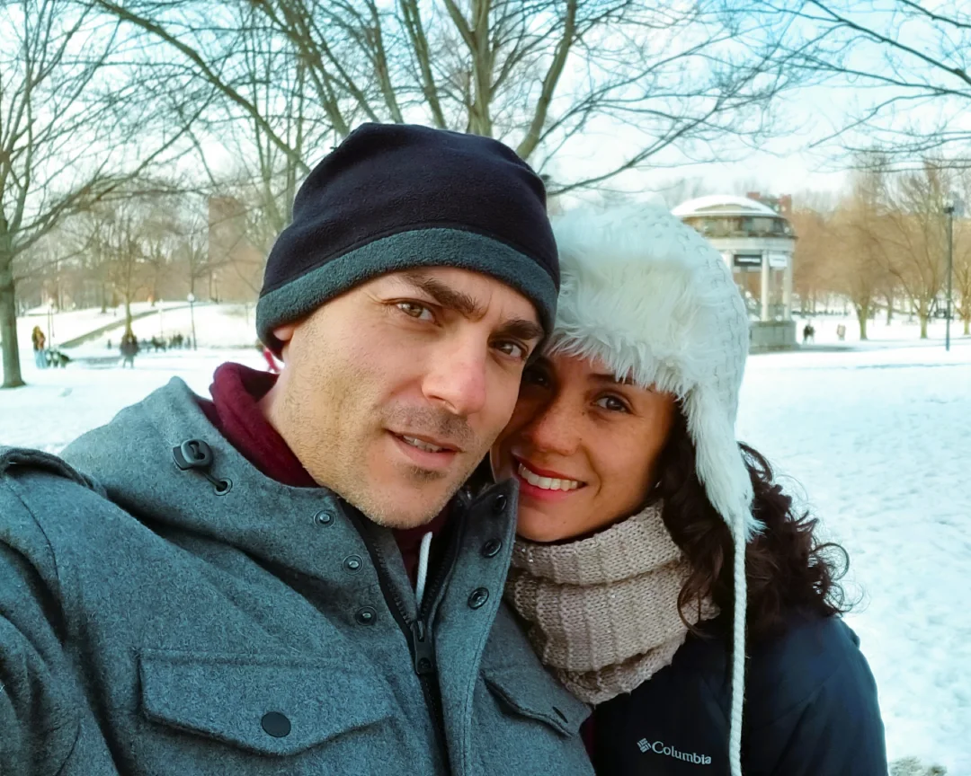 Vico y Oli en Boston en invierno