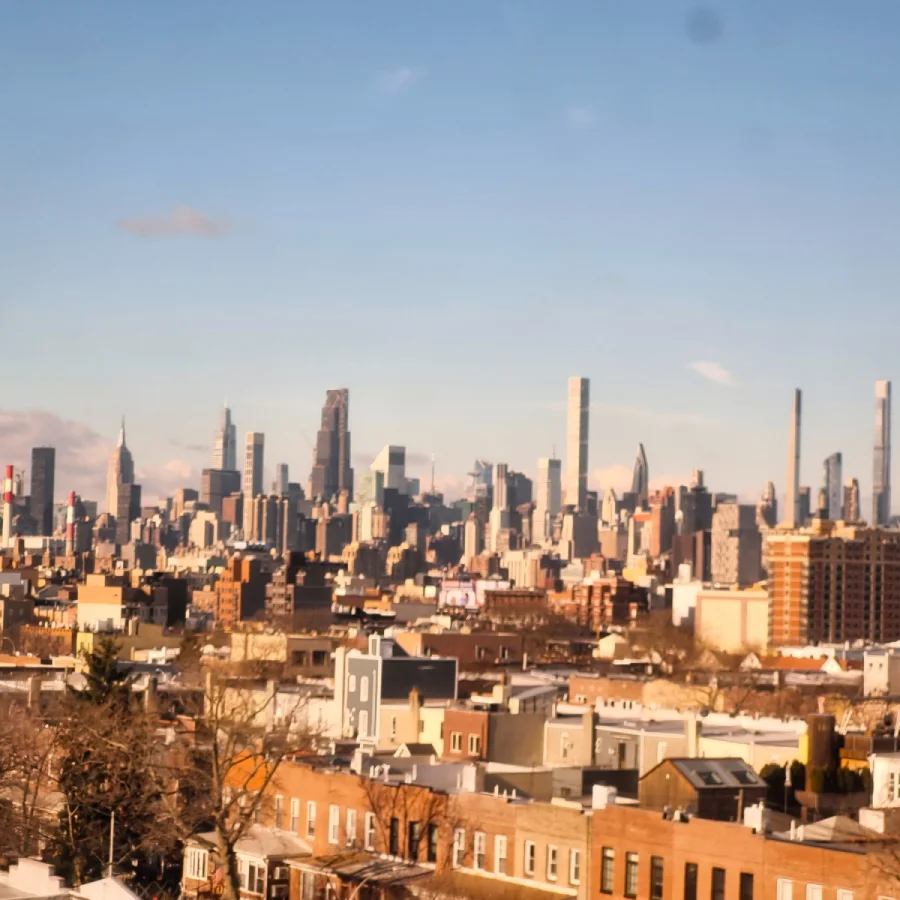 2_de_ny_a_boston Skyline de Manhattan visto desde el tren Amtrak en el camino Nueva York Boston.