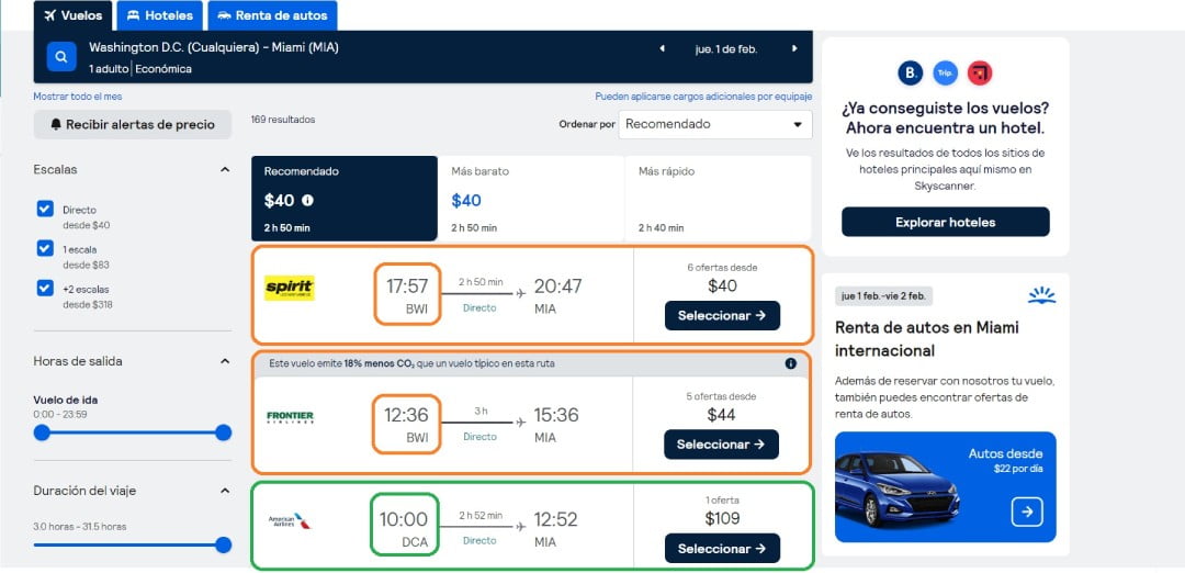 moverse-Aeropuertos Página de Skyscanner
