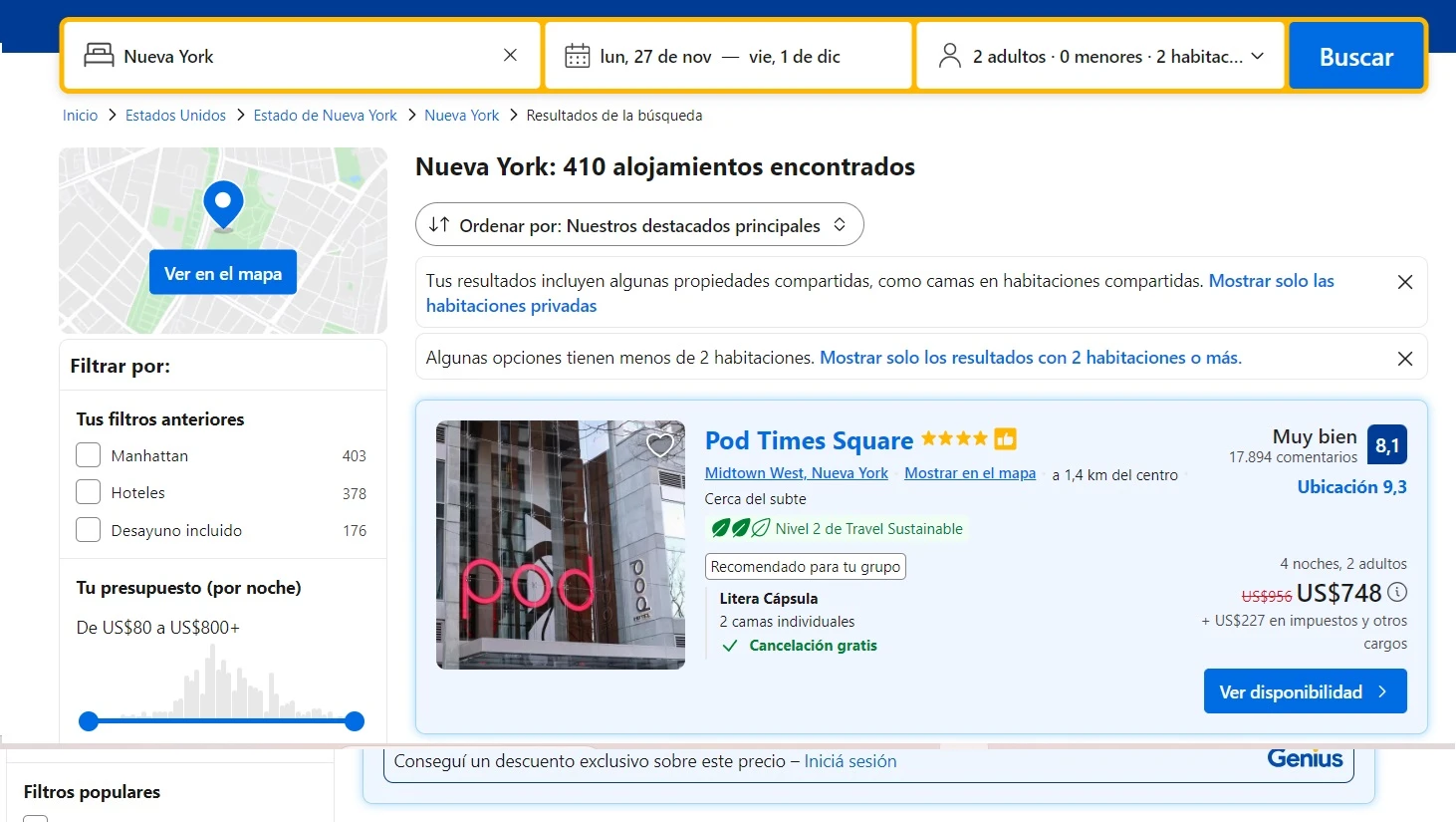 captura de pantalla de Booking.com